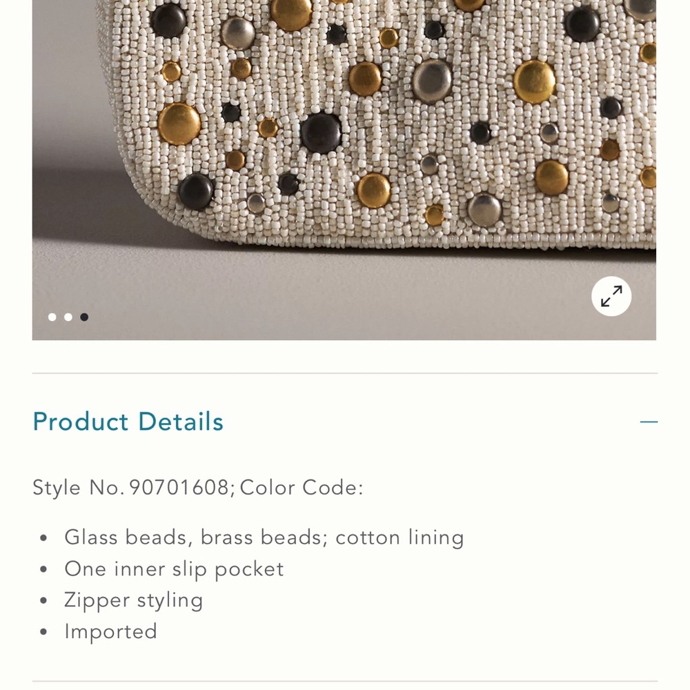 Asymmetric Beaded Shoulder Bag Gold and Black Accents - Picture 10 of 11